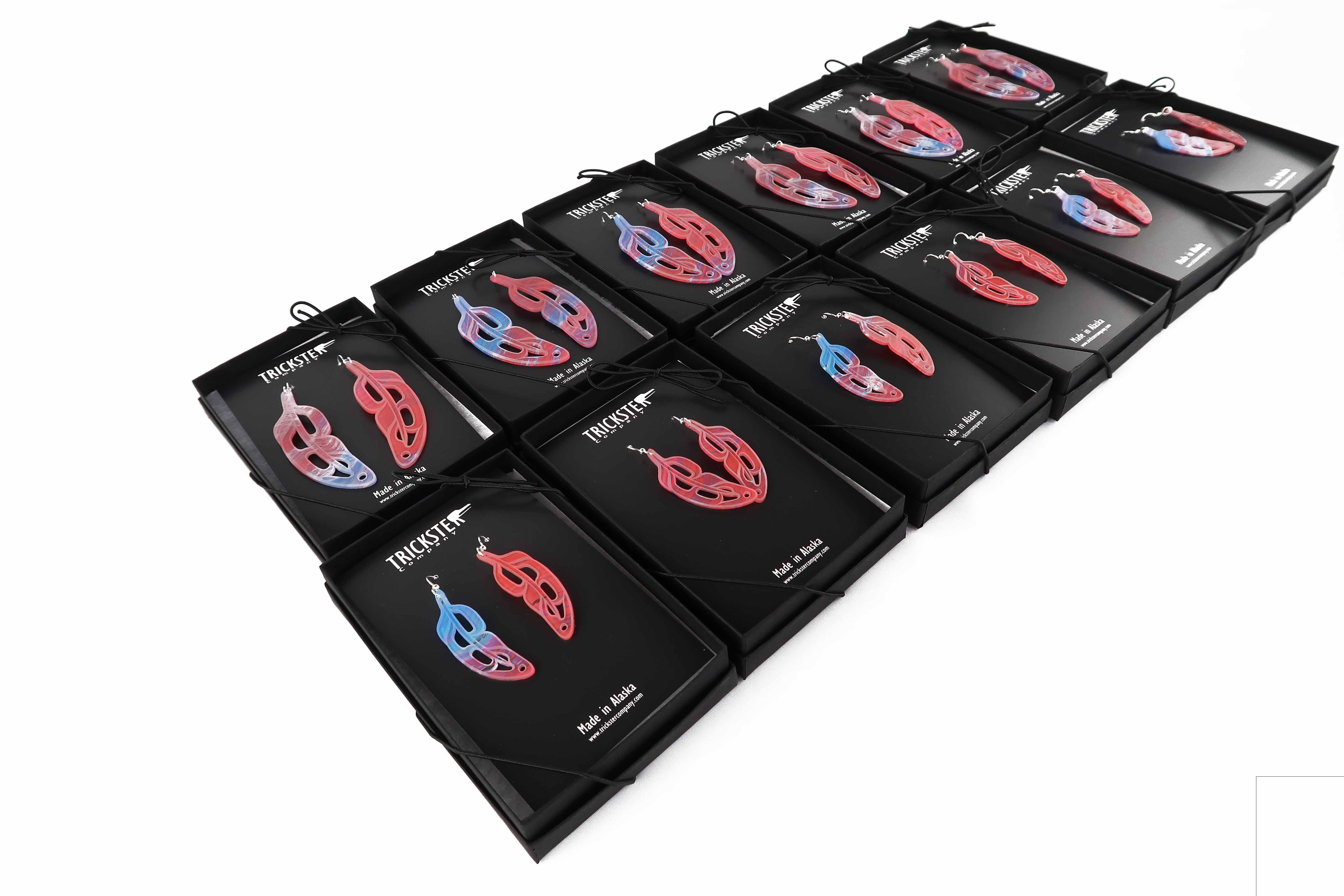 Hand Painted Feathers (Waves Blush N Blue) Earrings (50% Discount) - Image 3