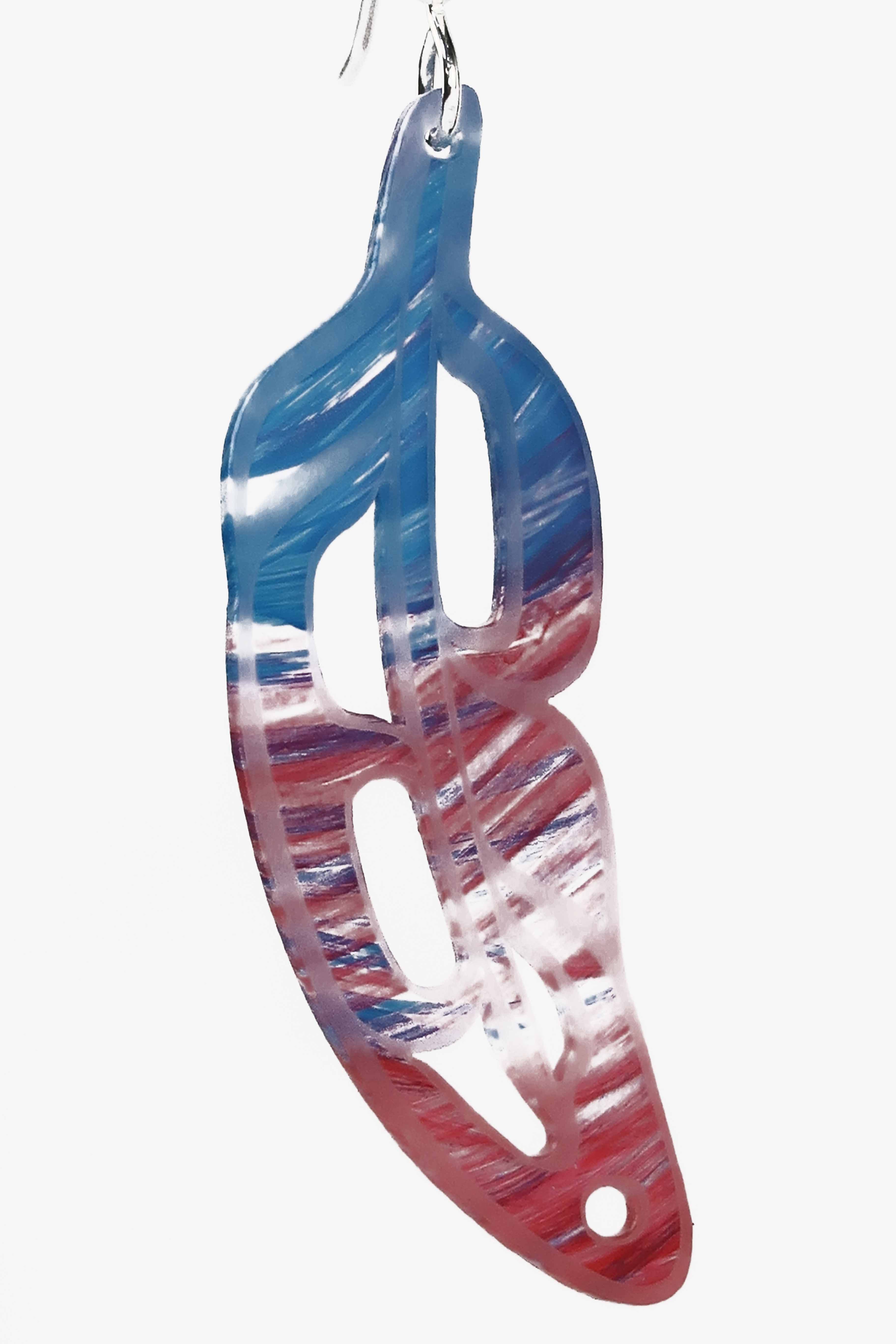 Hand Painted Feathers (Waves Blush N Blue) Earrings (50% Discount) - Image 4