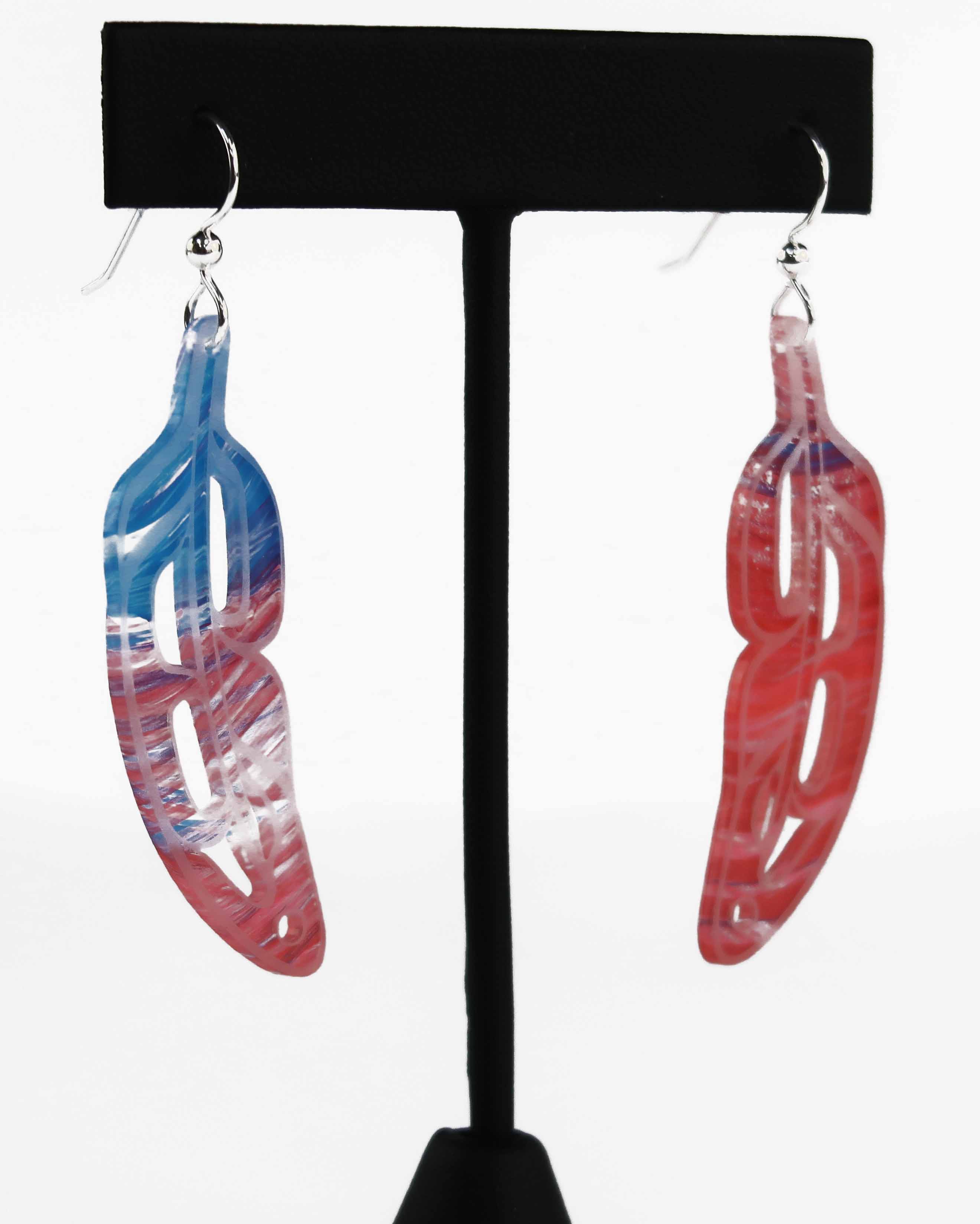 Hand Painted Feathers (Waves Blush N Blue) Earrings (50% Discount) - Image 6