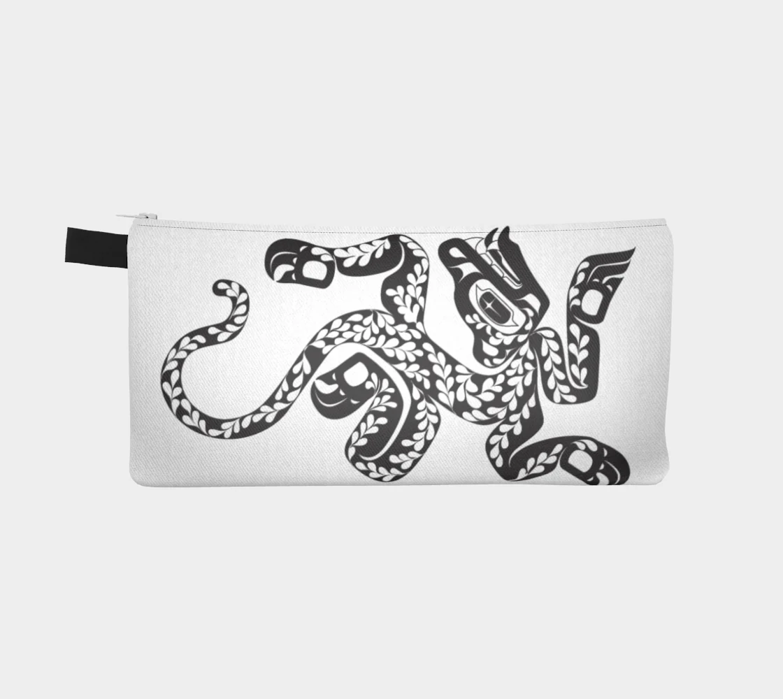 Floral Jaguar (Black & White) Pencil Pouch - Image 3